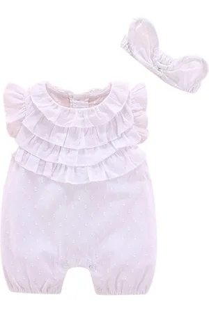 Stylecast Infants Girls White Pure Cotton Rompers