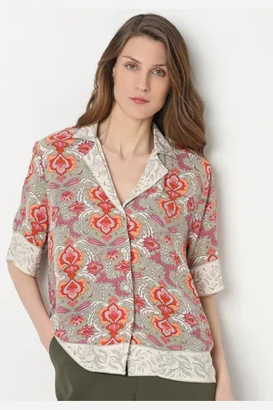 VERO MODA Ethnic Motifs Printed Cuban Collar Casual Shirt