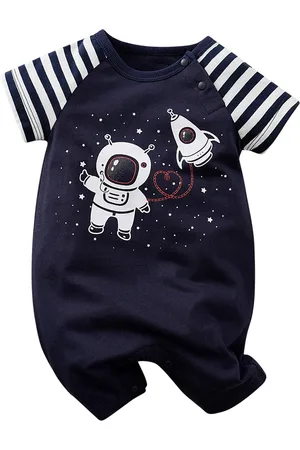 Stylecast Blue Infants Printed Cotton Rompers