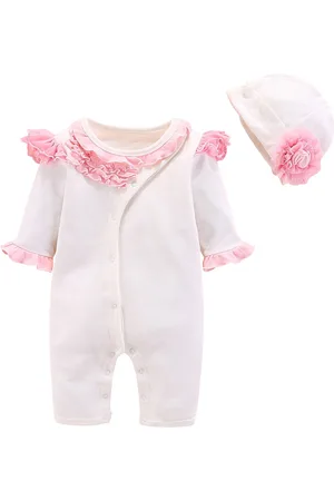 Stylecast Infants Girls White Pure Cotton Rompers