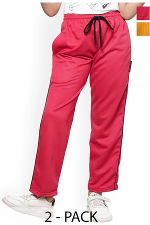 IndiWeaves Girls Pack Of 2 Mid-Rise Fleece Track Pants