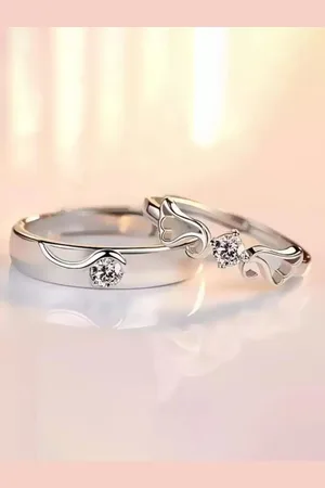 Krelin Set of 2 Silver Plated Sterling Silver Him and Her Finger Rings