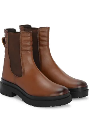 Delize Women Mid-Top Ankle Block Heeled Chelsea Boots