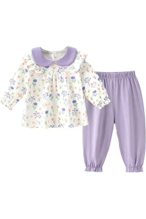 Stylecast Infant Girls Printed Pure Cotton Top with Pyjamas