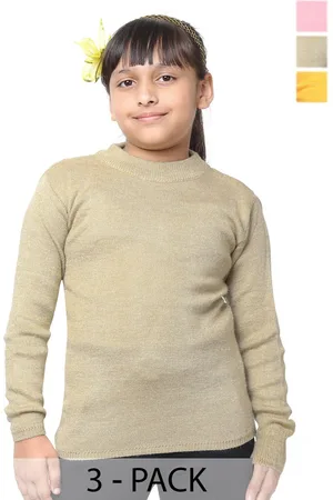 IndiWeaves Girls Pack of 3 Woollen Pullover
