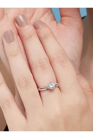 Zavya Women Rhodium-Plated CZ Studded Sterling Silver Finger Ring