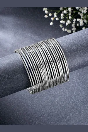 Peora Set of 23 Silver-Plated Alloy Bangles