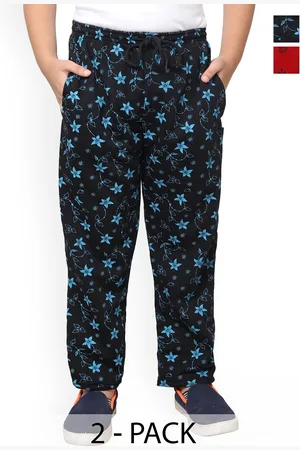 IndiWeaves Boys Pack Of 2 Floral Printed Fleece Track Pants