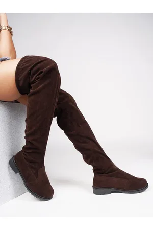 JM Looks Women High-Top Above Knee Length Suede Platform Heel Regular Boots