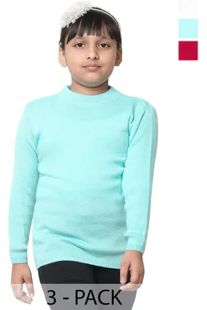 IndiWeaves Girls Pack Of 3 High Neck Woollen Pullover Sweater