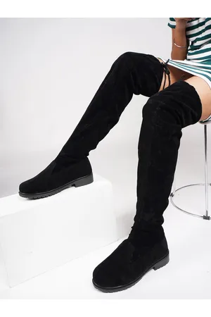 JM Looks Women High-Top Above Knee Length Suede Platform Heel Regular Boots