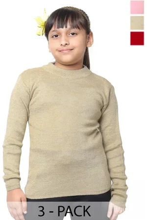 IndiWeaves Girls Pack of 3 Woollen Pullover Detail