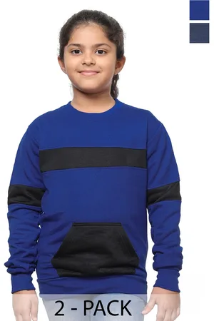 IndiWeaves Girls Pack Of 2 Striped Fleece Sweatshirt