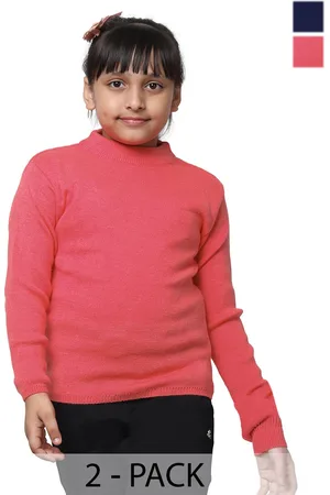 IndiWeaves Girls Pack Of 2 High Neck Woollen Pullover Sweater