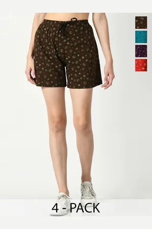IndiWeaves Women Pack Of 4 Conversational Printed Cotton Hot Pants