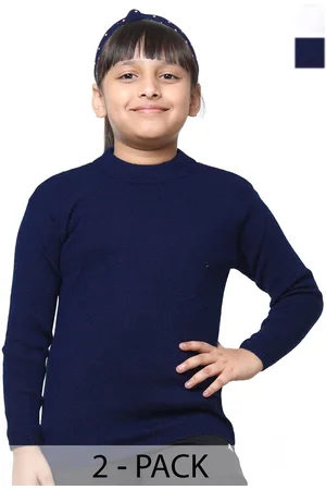 IndiWeaves Girls Pack of 2 High Neck Woollen Pullover