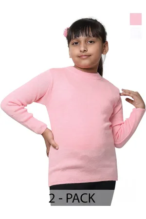 IndiWeaves Girls Pack Of 2 Round Neck Long Sleeve Pullover Wool Sweaters