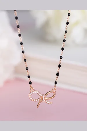 Zavya Women Rose Gold-Plated Beaded Sterling Silver Mangalsutra