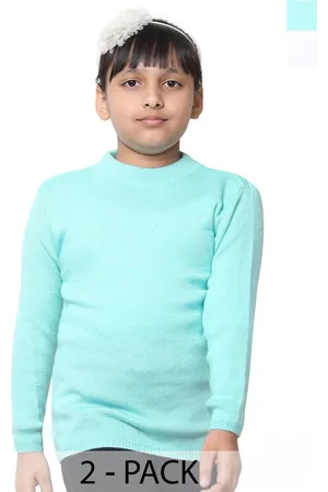 IndiWeaves Girls Pack Of 2 Round Neck Long Sleeve Pullover Wool Sweaters