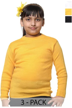 IndiWeaves Girls Pack of 3 High Neck Woollen Pullover