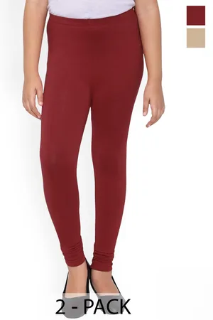 FRENCH KLEIDER Girls Pack Of 2 Pure Cotton Churidar Length Leggings