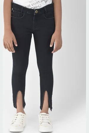 Crimsoune Club Girls Slim Fit Mid-Rise Stretchable Cut-Out Jeans