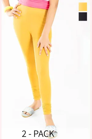FRENCH KLEIDER Girls Pack Of 2 Pure Cotton Churidar Length Leggings