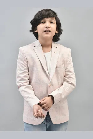 Crimsoune Club Boys Checked Notched Lapel Single-Breasted Blazer
