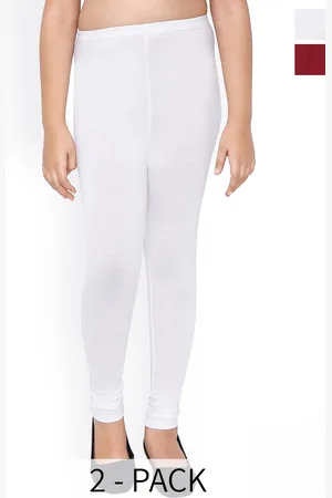FRENCH KLEIDER Girls Pack Of 2 Pure Cotton Churidar Length Leggings
