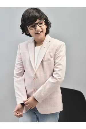 Crimsoune Club Boys Checked Notched Lapel Collar Single Breasted Blazer