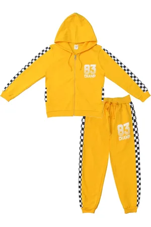 Clothe Funn Boys Cotton Hooded Jacket with Mid-Rise Track