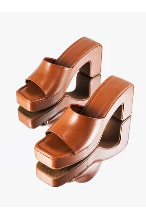THE WHITE POLE Open Toe Open Back Platform Heels
