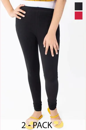 FRENCH KLEIDER Girls Pack Of 2 Pure Cotton Churidar Length Leggings