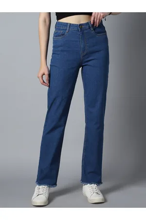 High Star Women Straight Fit High-Rise Clean Look Stretchable Jeans