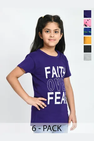 BAESD Girls Pack Of 6 Printed Short Sleeves Cotton T-shirt