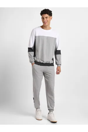 NOBERO Men Colourblocked Pure Cotton Sweatshirt & Joggers Co-Ords