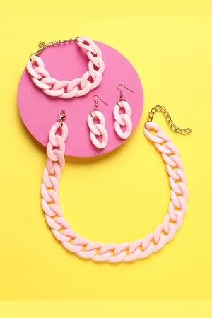 DressBerry Pink Necklace & Earring With Bracelet