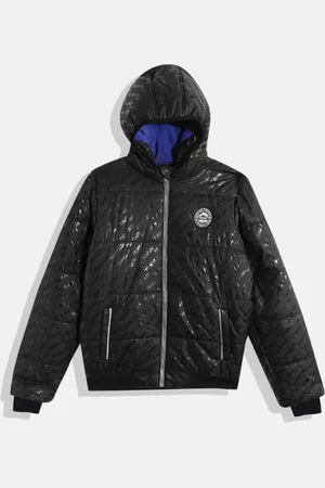 Indian Terrain Boys Brand Logo Printed Hooded Bomber Jacket