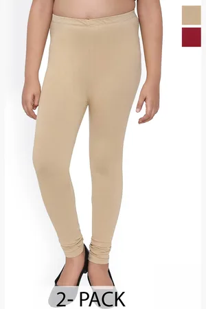 FRENCH KLEIDER Girls Pack Of 2 Pure Cotton Churidar Length Leggings