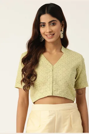 Molcha Women Printed Cotton Front Open Saree Blouse