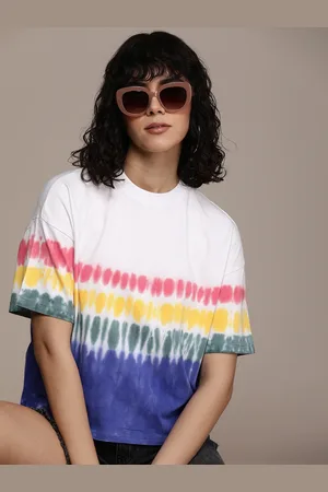 Roadster Tie & Dye Dyed Drop-Shoulder Sleeves Boxy T-shirt