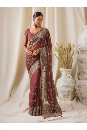 Shop online geometric design jacquard art silk saree from Soch summer  collection