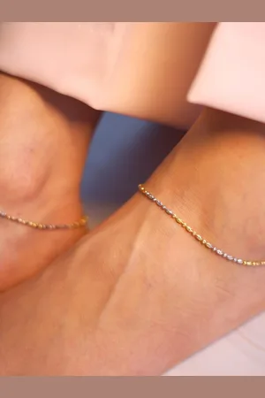 Zavya Women Rose Gold & Silver Set Of 2 925 Sterling Silver Anklets