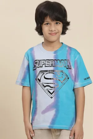 Kidsville Boys Superman Printed Round Neck Short Sleeves Cotton Regular T-shirt