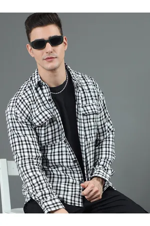 HERE&NOW White Gingham Checked Cotton Casual Shacket