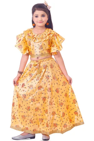 BAESD Girls Ethnic Motif Woven Design Ready to Wear Lehenga & Blouse
