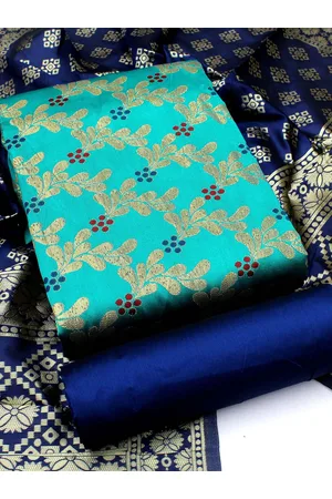 MANVAA Ethnic Motifs Woven Design Zari Banarasi Unstitched Dress Material