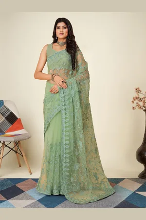 VAIRAGEE Floral Embroidered Net Saree