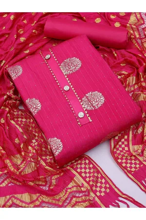 MANVAA Ethnic Motifs Woven Design Gotta Patti Detail Unstitched Dress Material