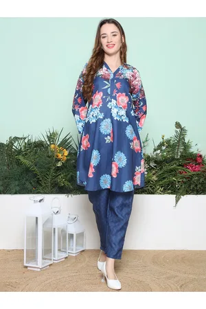 Bhama Couture Floral Printed A-Line Kurta with Trouser